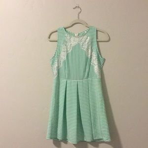 Mint Green and White striped dress